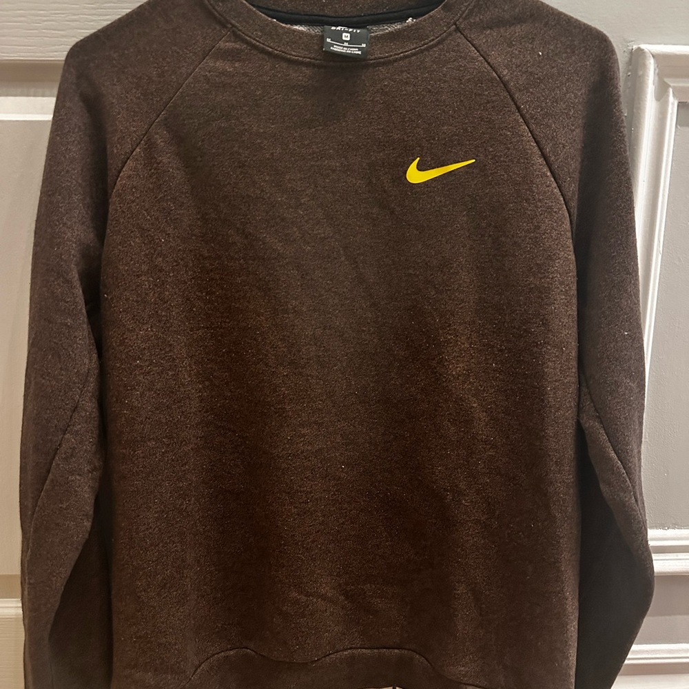 Nike Dri-Fit Brown Sweater with Yellow Logo and strappy open back